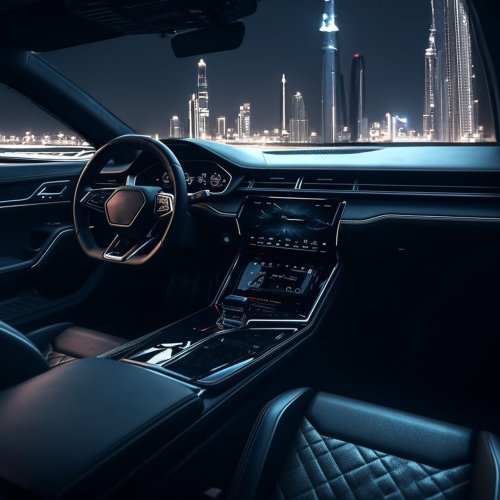 Modern luxury car interior details. Generative Ai